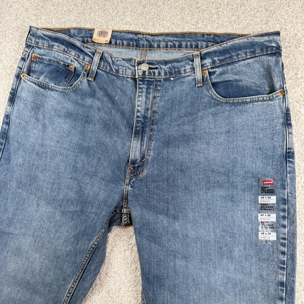 NEW Levi's 559 Relaxed Straight Jeans Men 42x30 Blue Stretch Denim